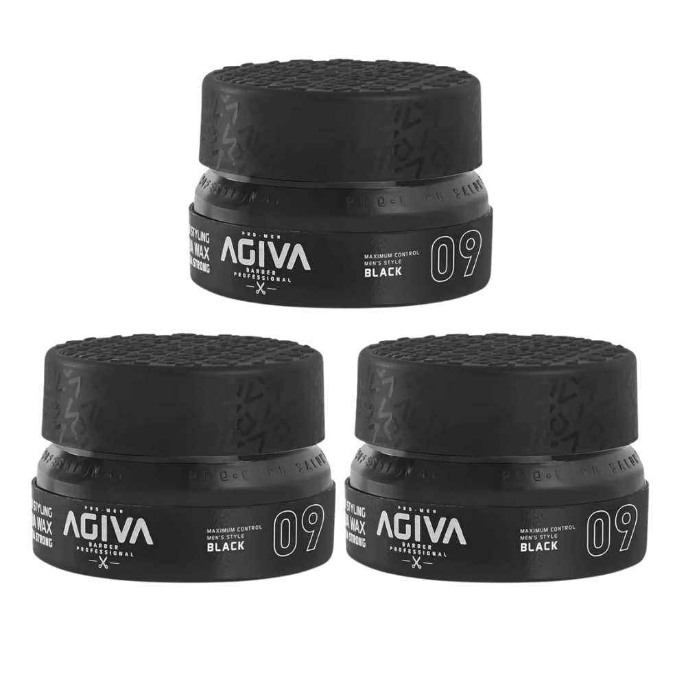 3x Agiva Styling Aqua Gel Wax 09 155ml - Black