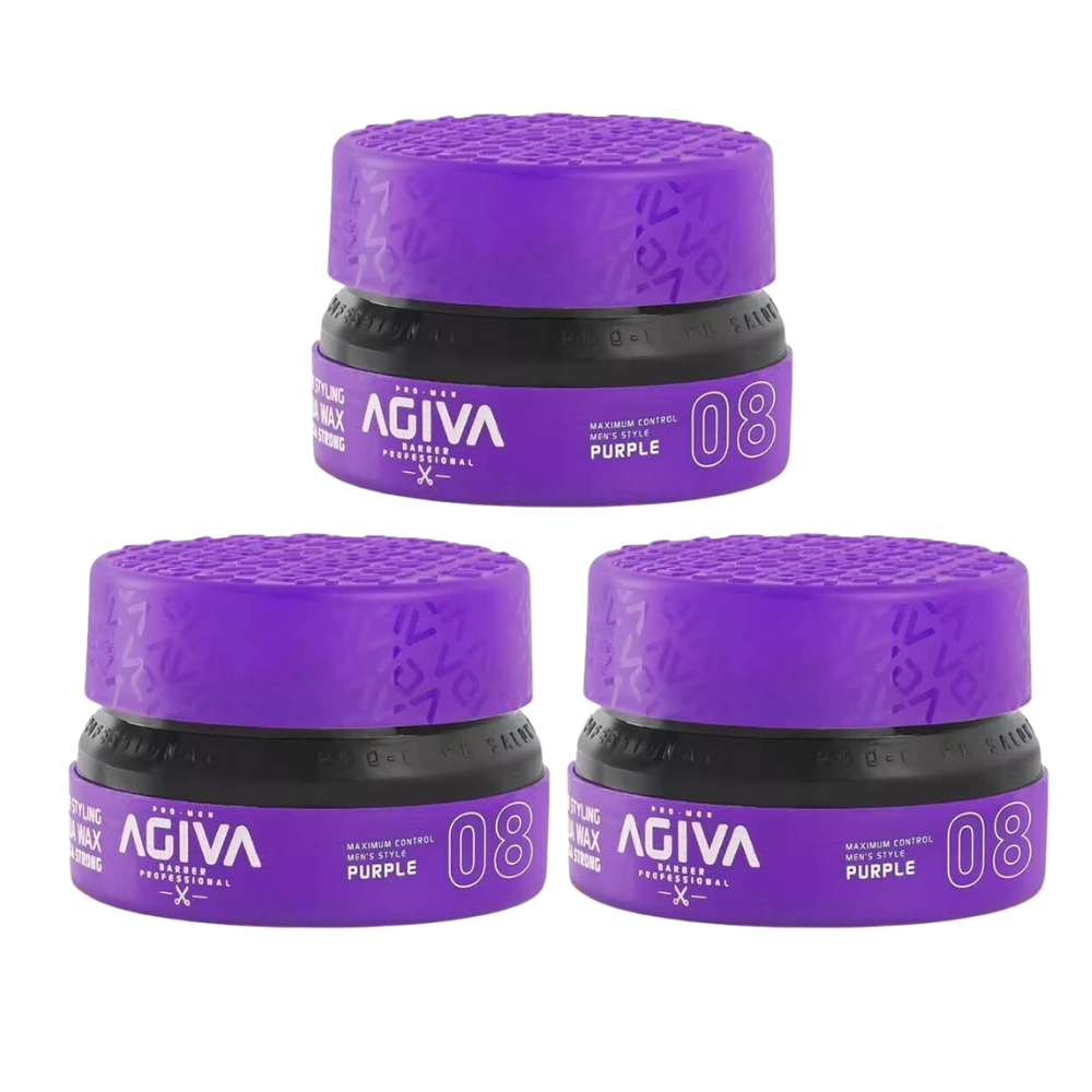 3x Agiva Styling Aqua Wax 08 Cool Bright - 155ml - Purple