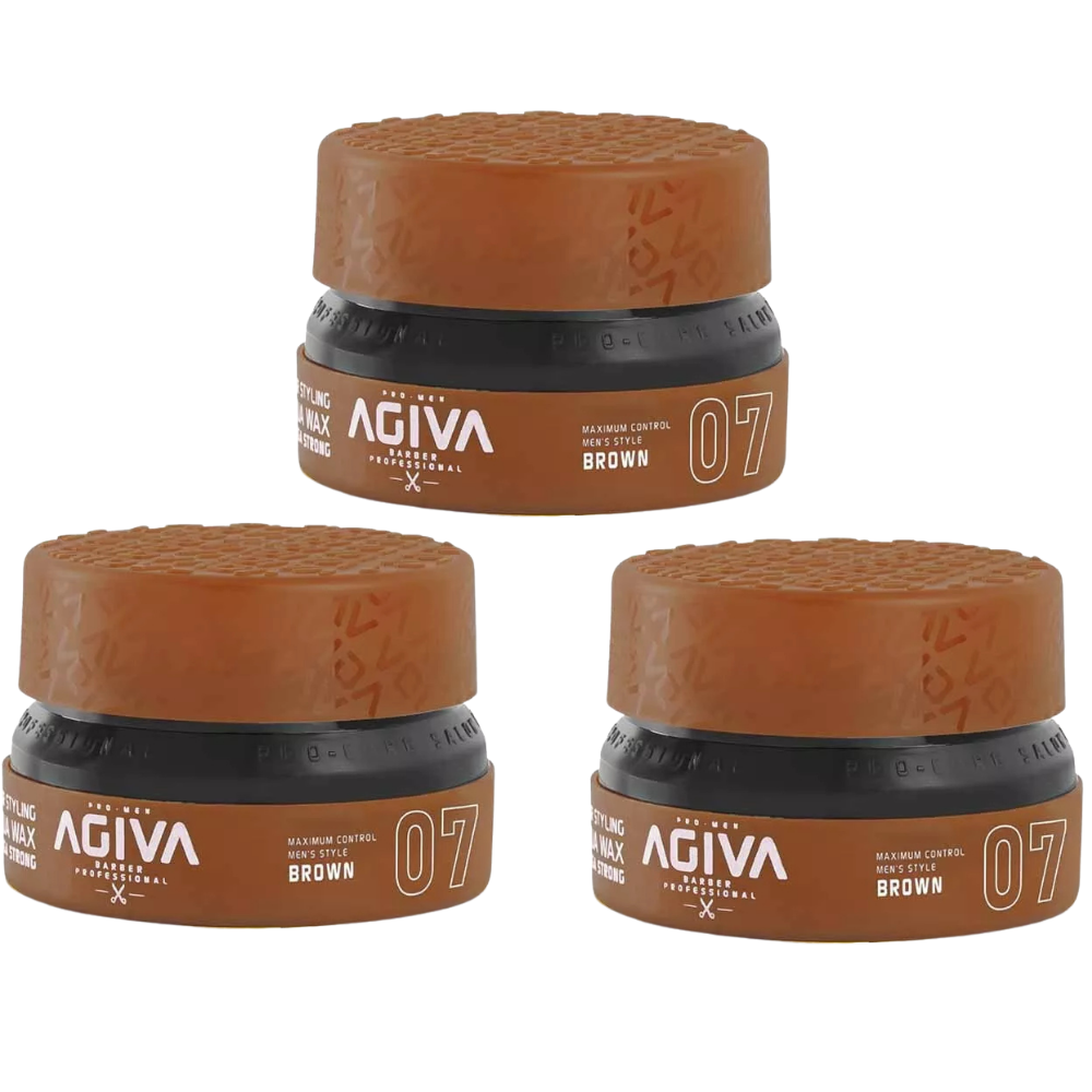 3x Agiva Styling Hair Wax 07 Pomade 155ml - Brown