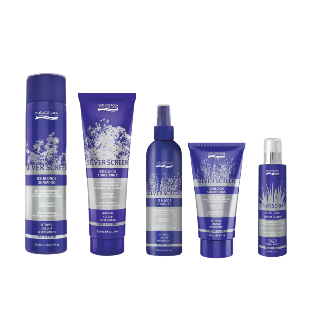 Natural Look Silver Screen Ice Blonde Shampoo 375 ML&Conditioner&Repair Serum&Detangler&Smooth Ends