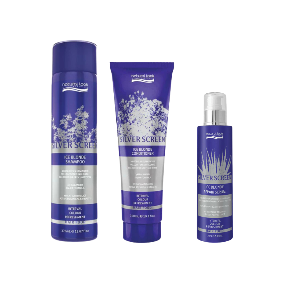 Natural Look Silver Screen Ice Blonde Shampoo 375 ML&Conditioner&Repair Serum&Detangler&Smooth Ends