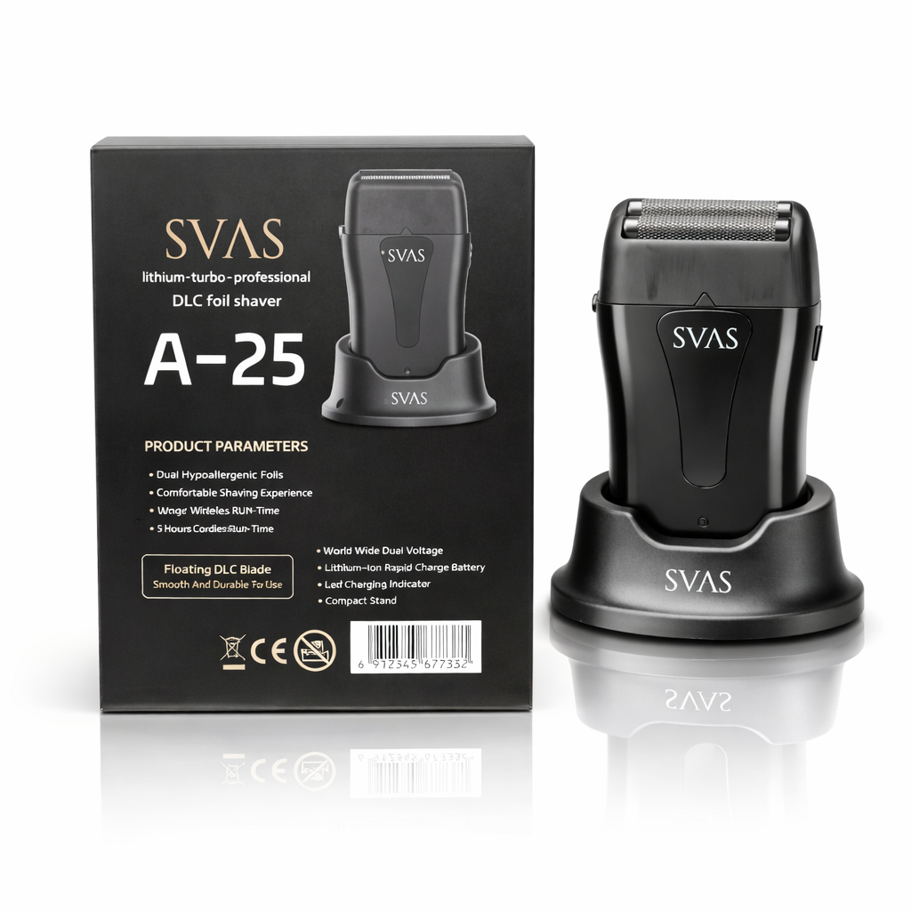 SVAS Double Foil Electric Shaver For Men - Cordless Black DLC Blades