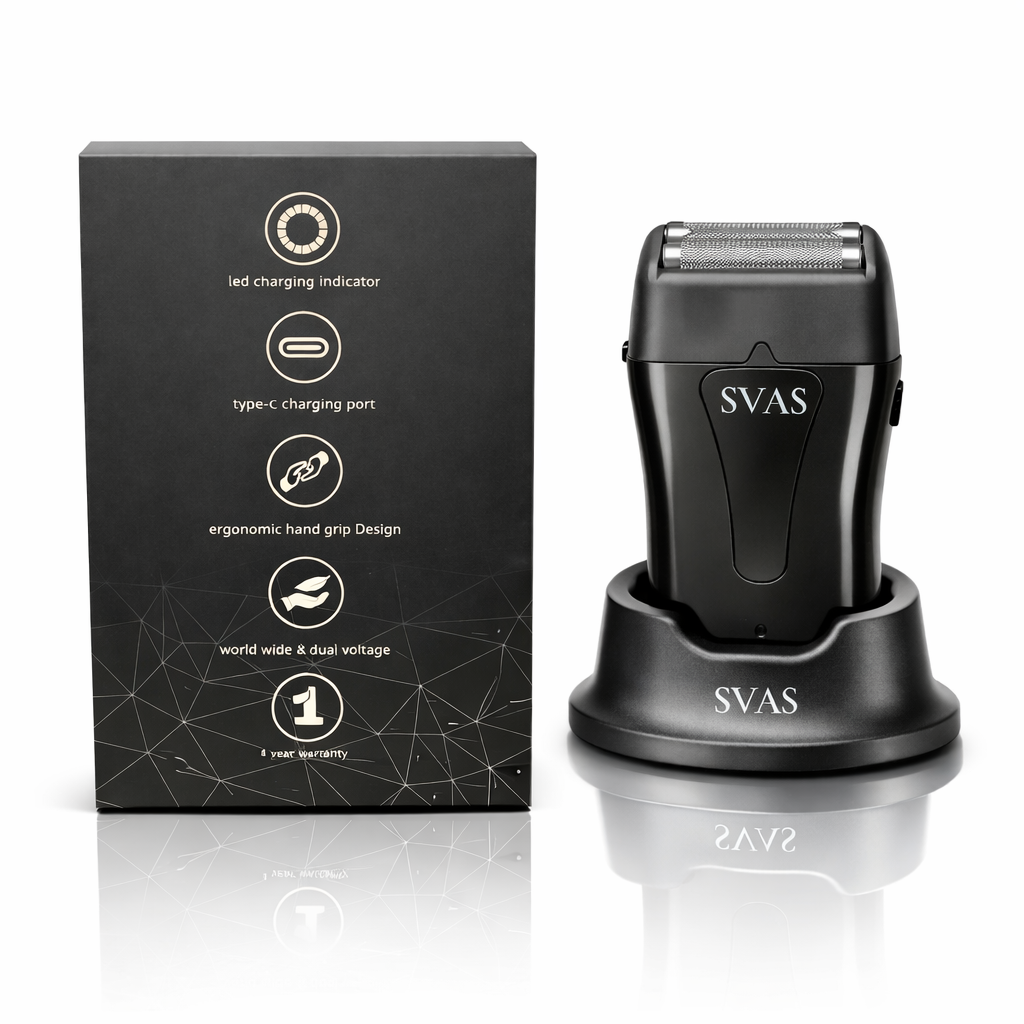 SVAS Double Foil Electric Shaver For Men - Cordless Black DLC Blades