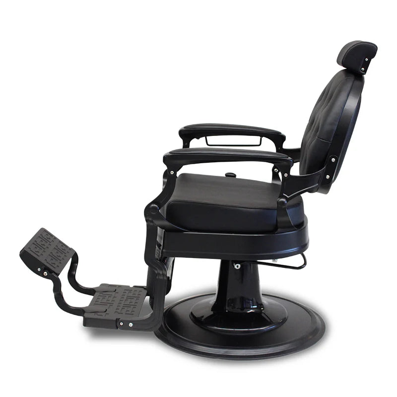 Full Black Barber Chair - Premium Hydraulic Model (7-Year Warranty)