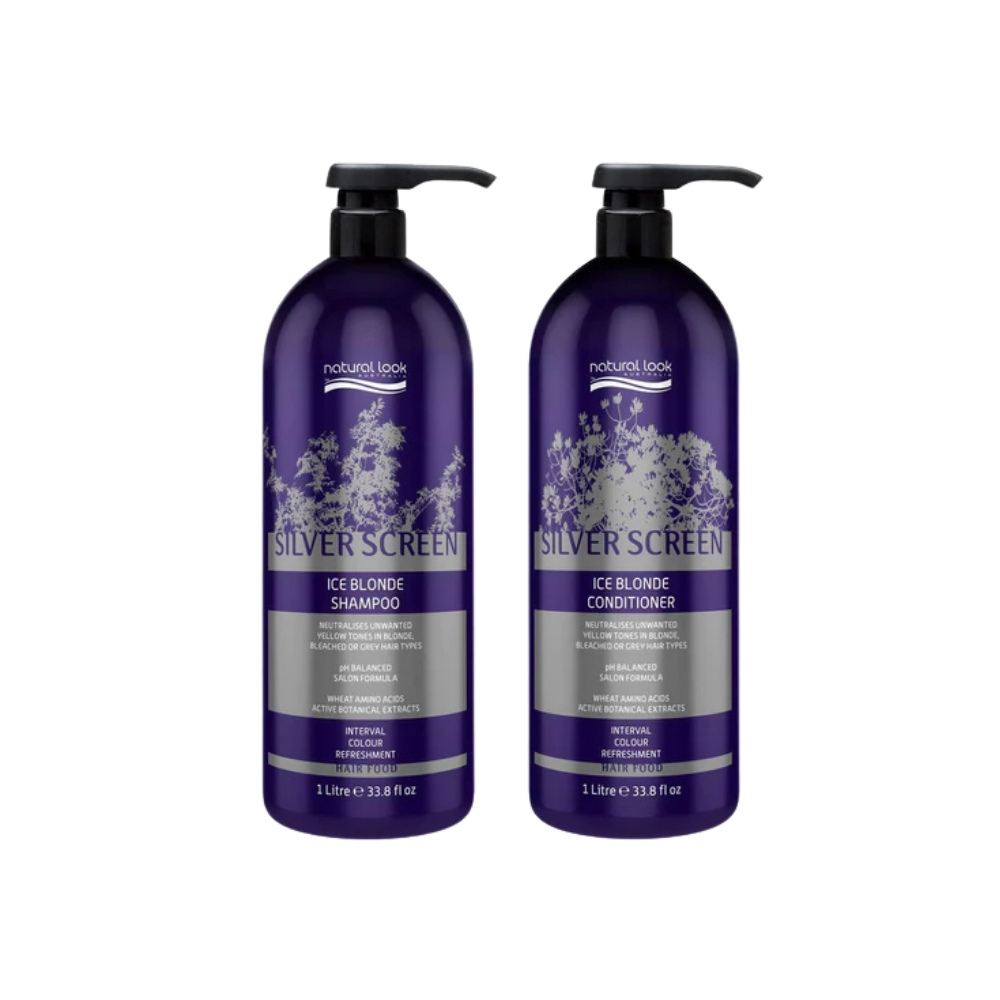Natural Look Silver Screen Ice Blonde Shampoo&Conditioner 1L&Repair Serum&Detangler&Smooth Ends