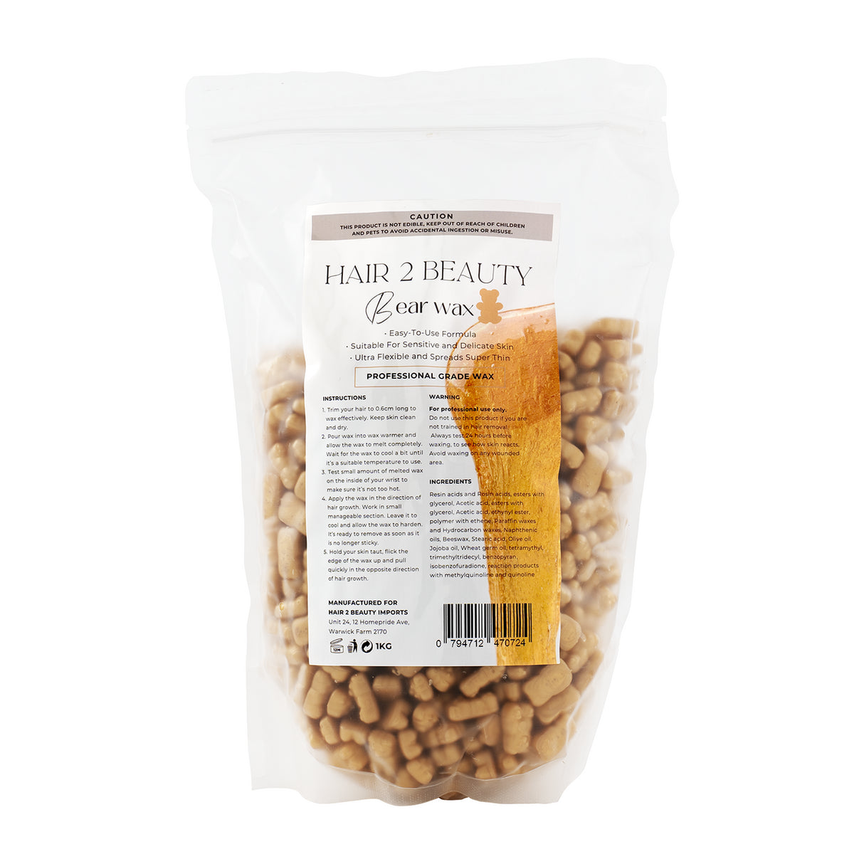 H2B Bear Shaped Hair Removal Wax – 1 KG Gold