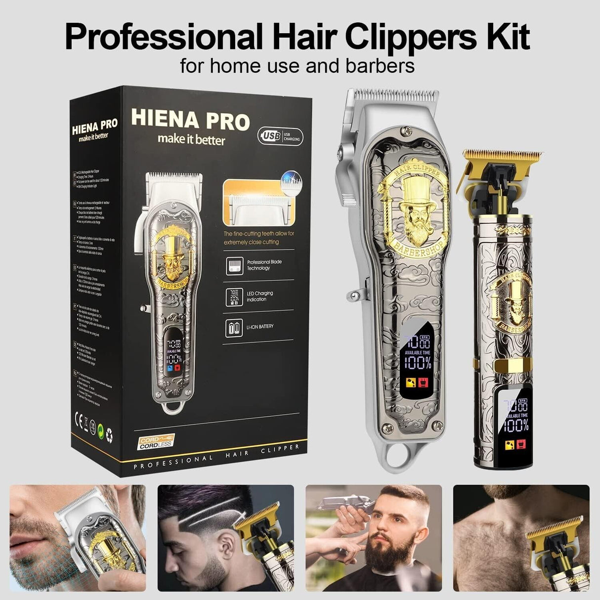 NBHS Professional Hair Clippers for Men- Barber Home Using Clipper Set