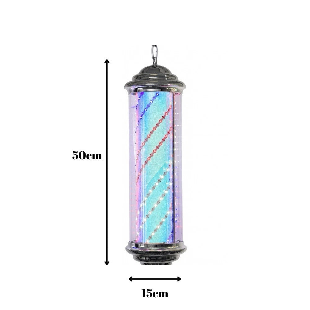 Barber Pole Light LED Stripes Rotating Metal Barbershop Salon GDB