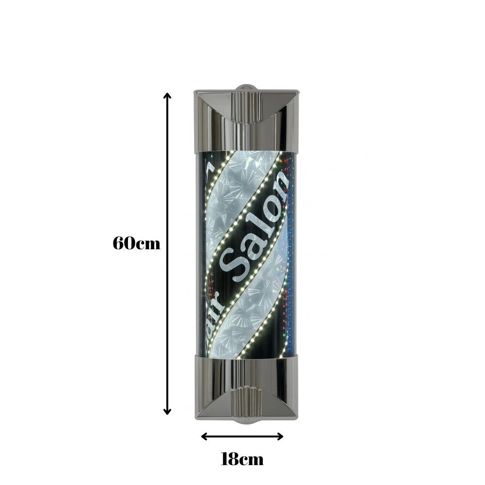 60cm Barber Pole Light Outdoor Retro Rotating Open IP44 Waterproof Sign LED