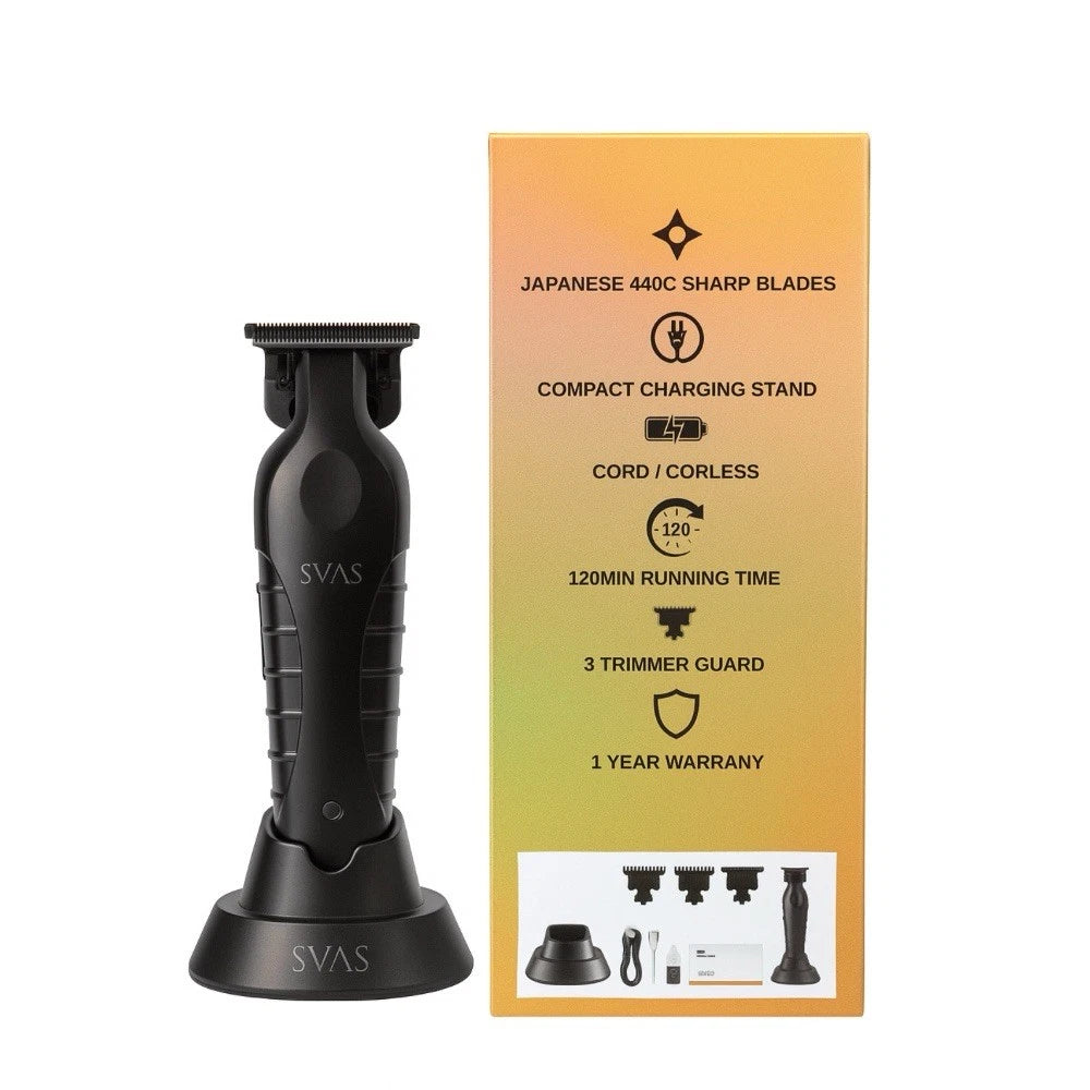 SVAS Lithium Cordless Hair Trimmer A-58 BLACK Genuine With Guard Attachment