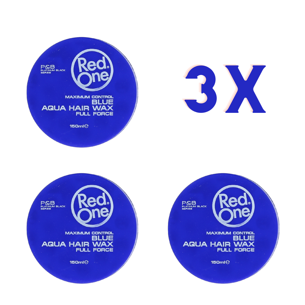 3 x RedOne Blue Aqua Hair Styling Wax Full Force | 150 ml | Red One