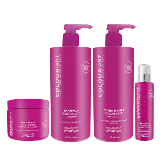 Natural Look Colour Art Hair Care Set – 1L Shampoo & Conditioner + Kakadu Oil & Deep Mask