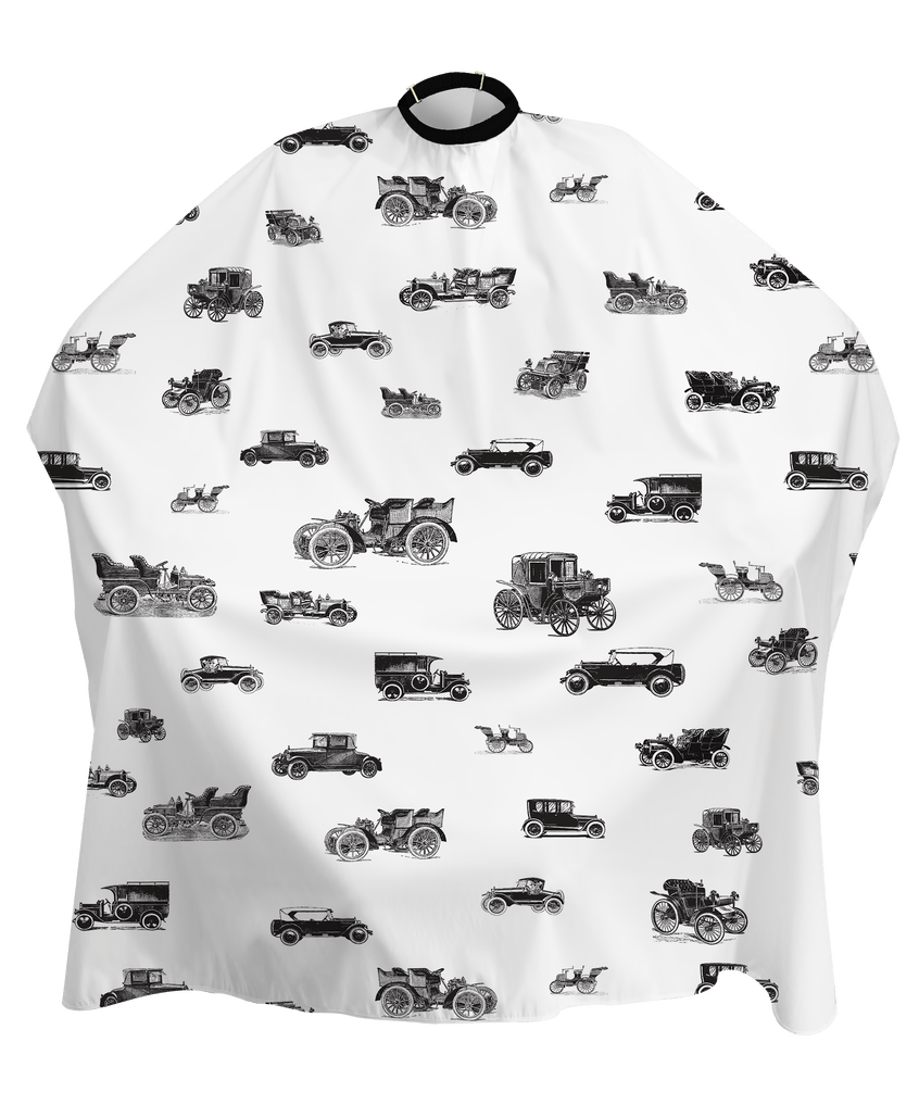 Dincer Barber And Hairdressing Cutting Capes Vintage Cars White