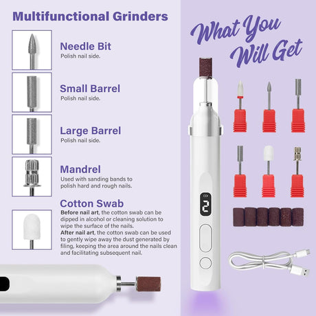 2-in-1 Portable Nail Drill Kit with UV/LED Lamp – Rechargeable, Pro-Grade Manicure Tool NBHS