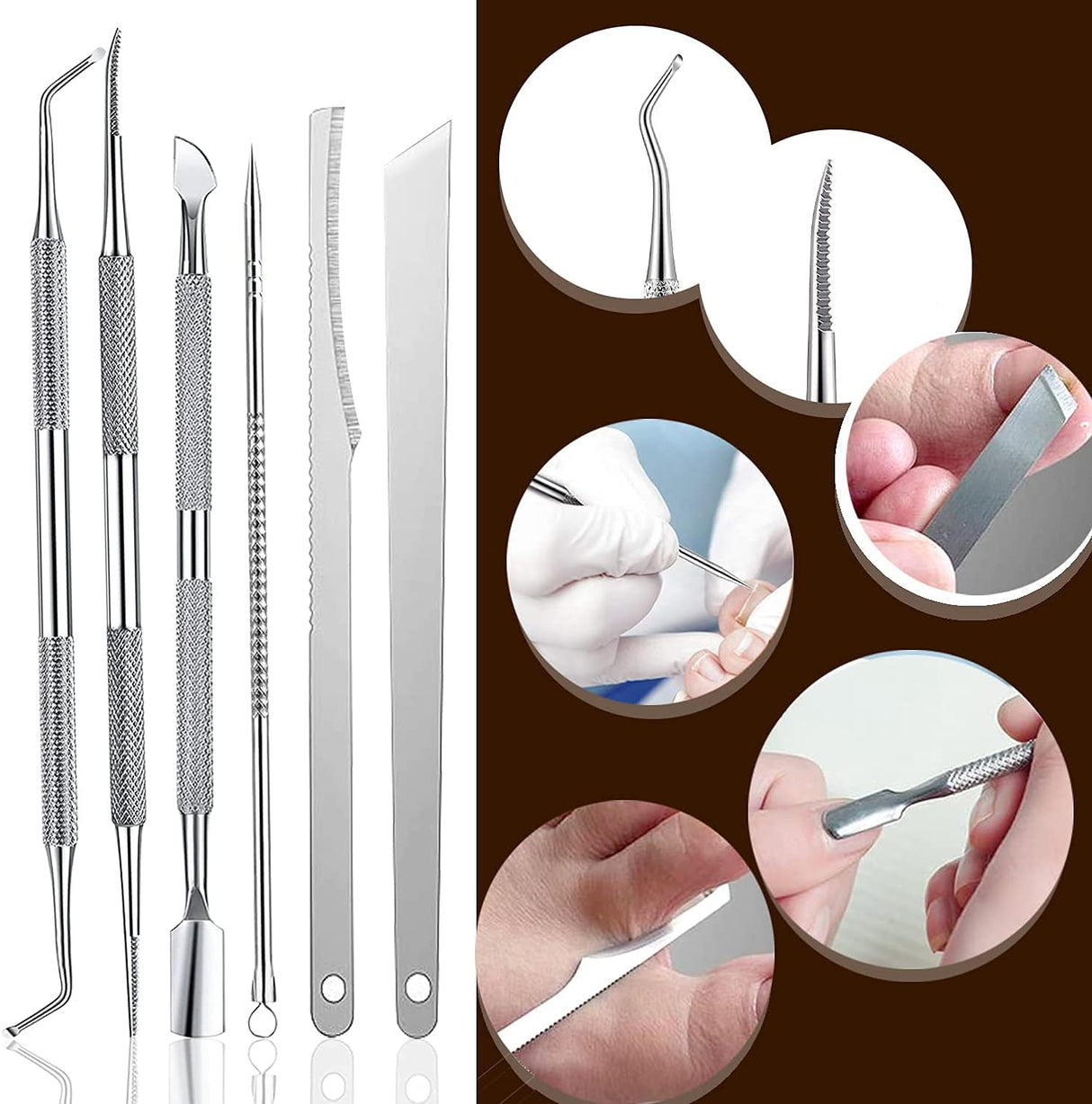 7-Piece Ingrown Toenail Pedicure Tool Kit – Stainless Steel Nail Care & Pain Relief Set NBHS