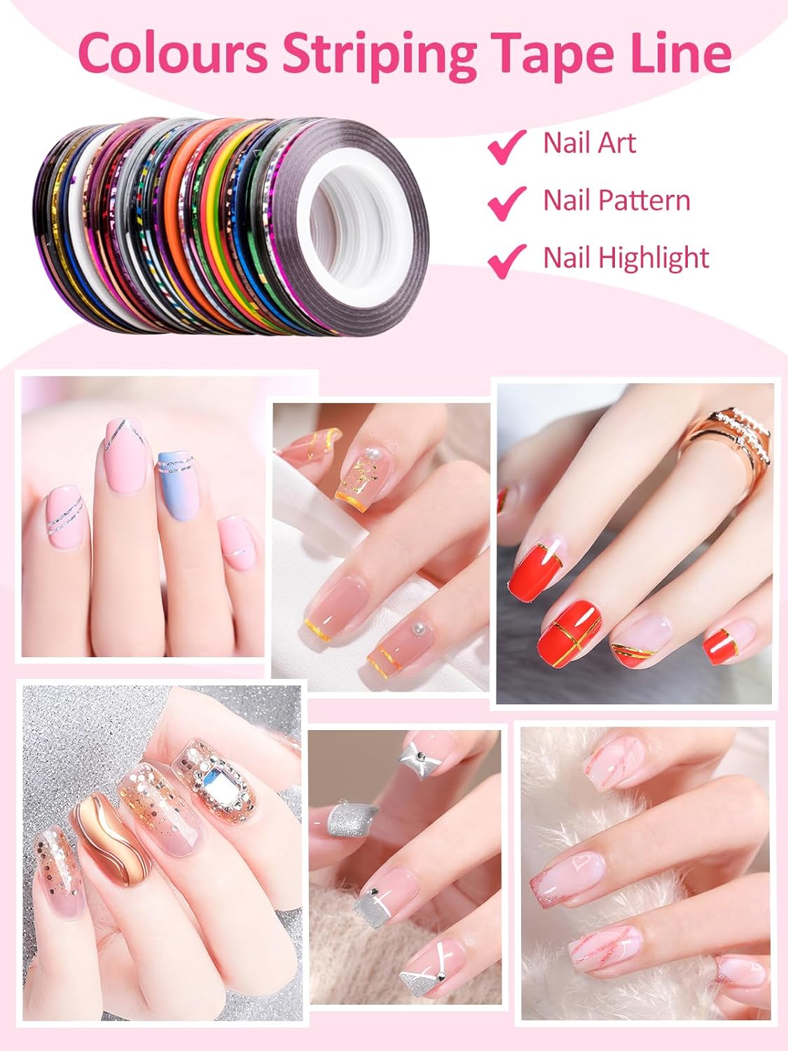All-in-One Nail Art Tools Kit – Brushes, Dotting Pens, Striping Tapes, Rhinestones & More NBHS