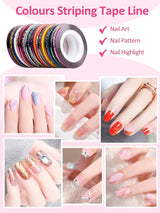 All-in-One Nail Art Tools Kit – Brushes, Dotting Pens, Striping Tapes, Rhinestones & More NBHS