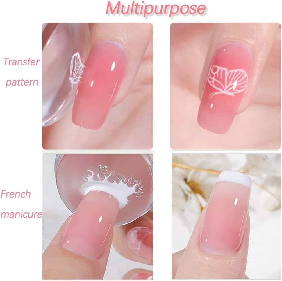12-Piece Nail Stamper Kit – Clear Silicone Jelly Stampers with Scrapers & Replacements NBHS