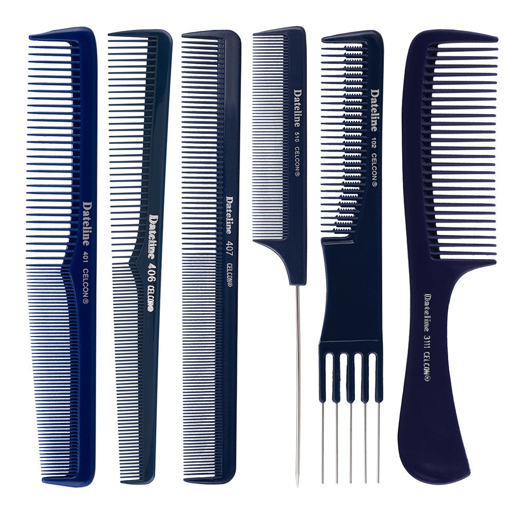 Dateline Professional Blue Celcon 510 Metal Tail Comb – 20cm