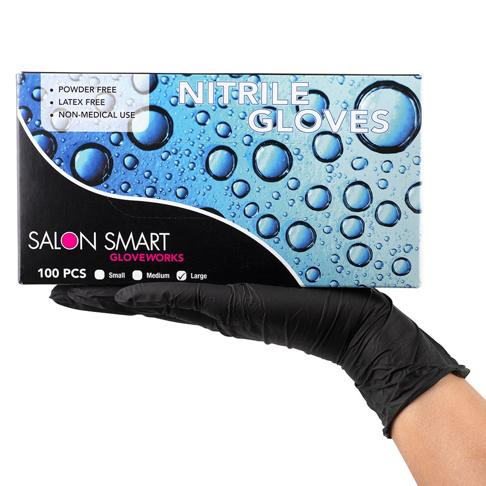 Salon Smart Nitrile Black Gloves Barber Disposable 100pk