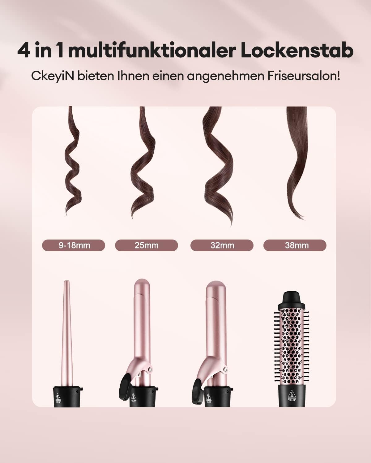 4-in-1 Ceramic Curling Iron Set – Multi-Barrel Hair Curler Kit for All Hair Types NBHS