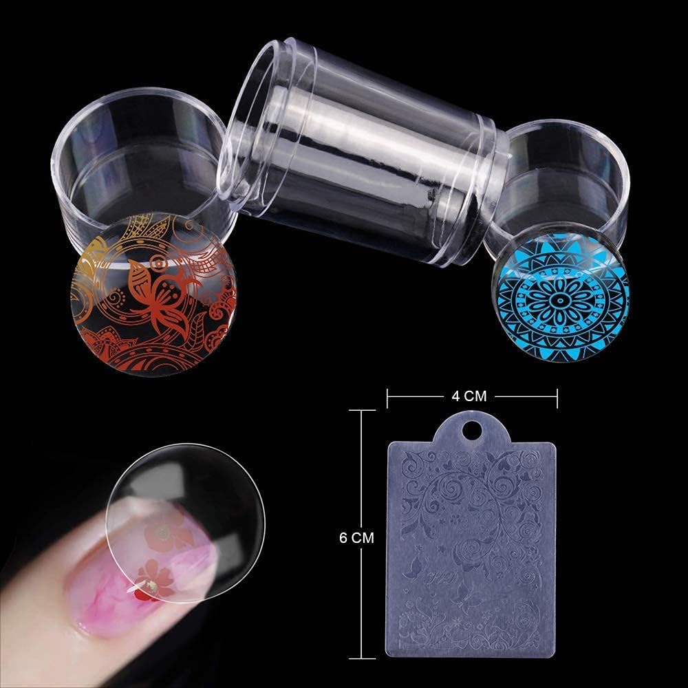 12-Piece Nail Stamper Kit – Clear Silicone Jelly Stampers with Scrapers & Replacements NBHS