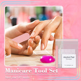50-Set Disposable Press-On Nail Tool Kit – Manicure Prep Set with Files, Prep Pads, Sticks & Bags (Pink) NBHS