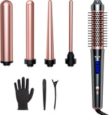 5-in-1 Curling Iron Set with Thermal Brush – Rose Gold Multi-Styler Kit NBHS