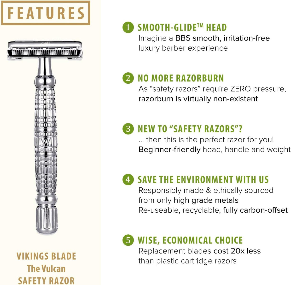 Vikings Blade Vulcan Safety Razor – Double Edge with Luxury Case Father's Day