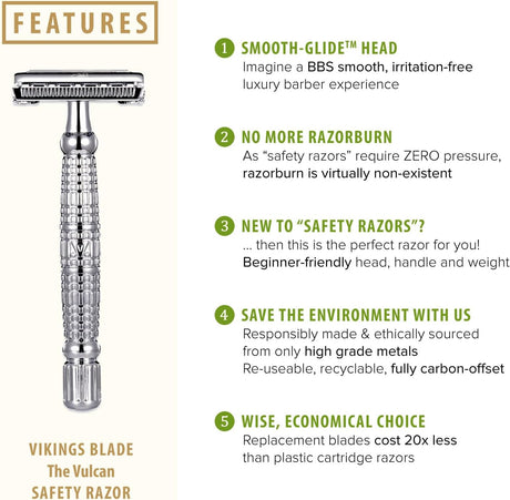 Vikings Blade Vulcan Safety Razor – Double Edge with Luxury Case Father's Day