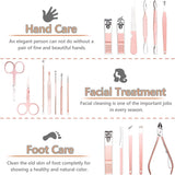 18-Pcs Stainless Steel Manicure Set with Leather Case – Professional Nail Clippers & Grooming Kit NBHS