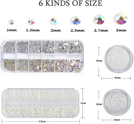 4500Pcs Nail Rhinestones & Pearls Kit – 3D Flatback Nail Charms with Storage Box NBHS