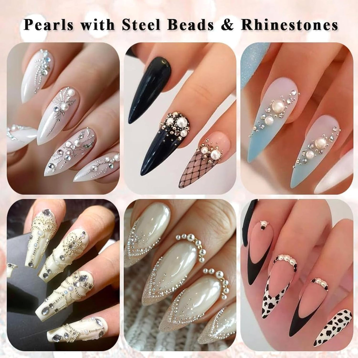 4500Pcs Nail Rhinestones & Pearls Kit – 3D Flatback Nail Charms with Storage Box NBHS