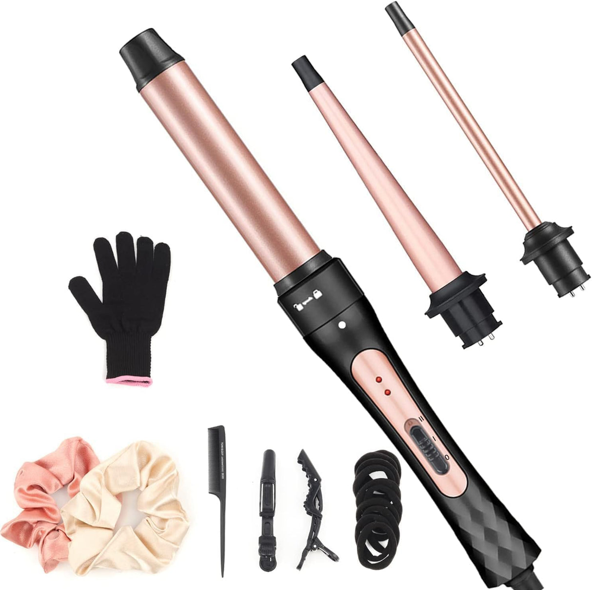 3-in-1 Ceramic Curling Iron Set – Interchangeable Curling Wands for Long-Lasting Curls & Waves NBHS