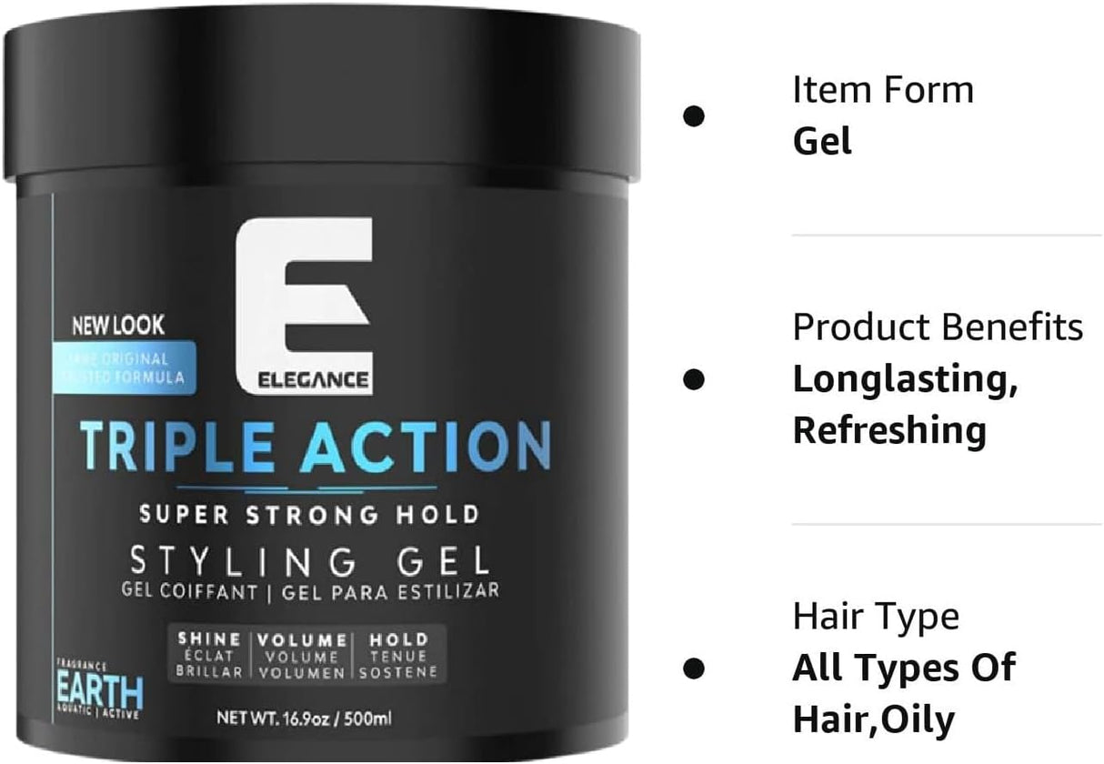 Elegance Triple Action Hair Gel – 500ml Blue