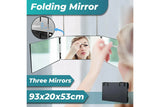 3 Way Trifold Mirror 360 Degree Folding Mirror for Make Up Hair Styling Shaving Grooming Adjustable Height Brackets