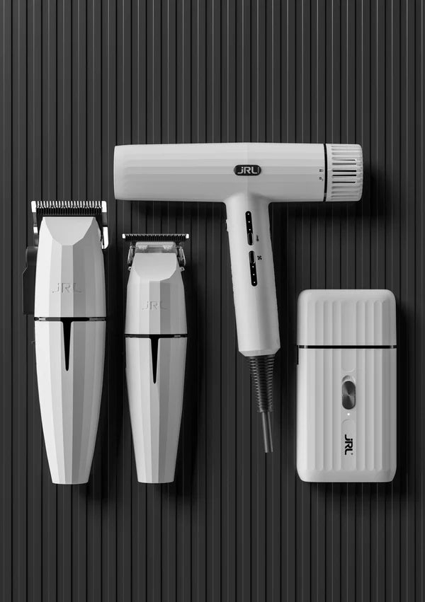 JRL Onyx White Ghost 3 Professional Clipper Trimmer Hair Dryer and
