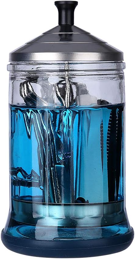 Salon Disinfecting Jar 21 Oz with Removable Basket and Stainless Steel Parts