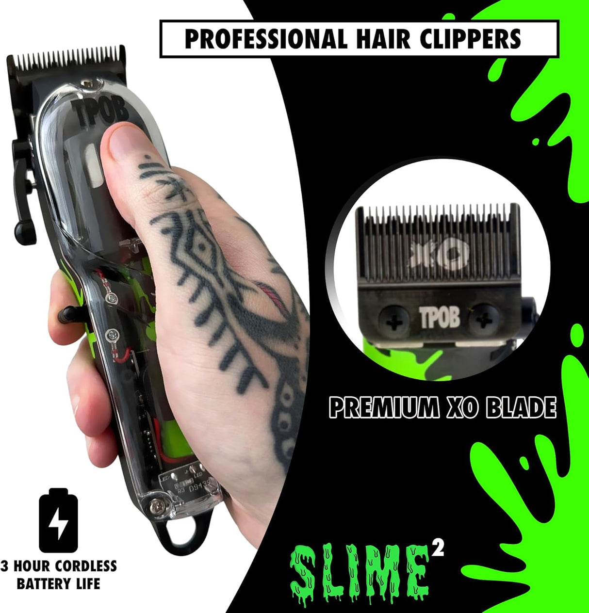 TPOB Slime 2 Professional Hair Clipper – Black with Splatts Edition NBHS