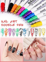 12-Color 3D Nail Art Pens Set – Kalolary Graffiti Dotting & Liner Pen Kit NBHS