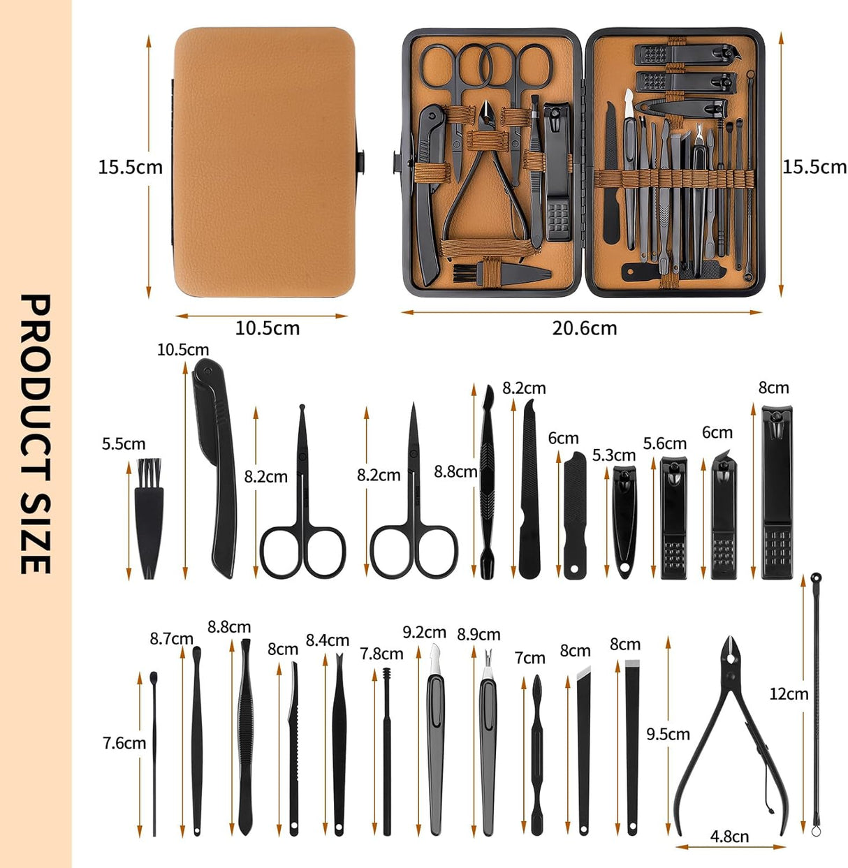 24-in-1 Professional Manicure & Pedicure Kit – Stainless Steel Grooming Set with Portable Case NBHS