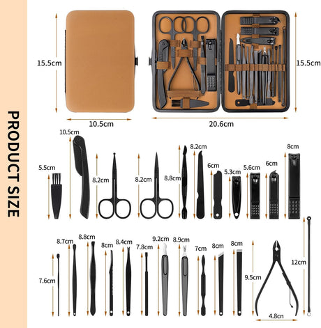 24-in-1 Professional Manicure & Pedicure Kit – Stainless Steel Grooming Set with Portable Case NBHS