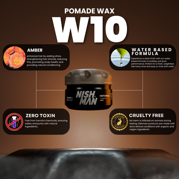 Nishman Hair Styling Pomade W10 Amber 150ml – Strong Hold Shine