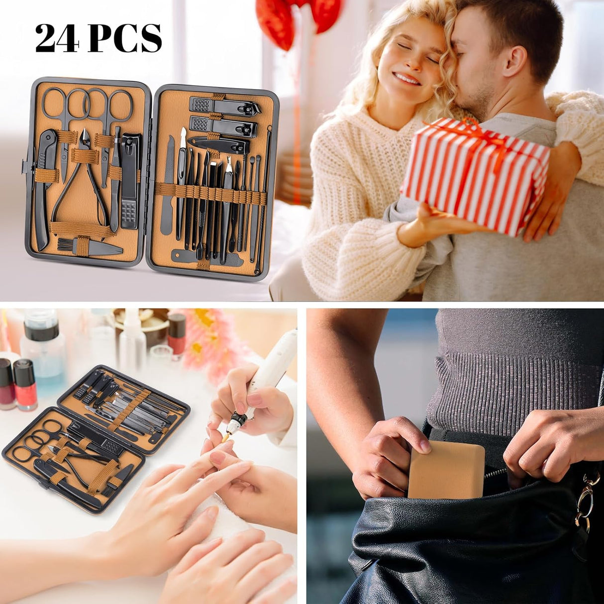24-in-1 Professional Manicure & Pedicure Kit – Stainless Steel Grooming Set with Portable Case NBHS