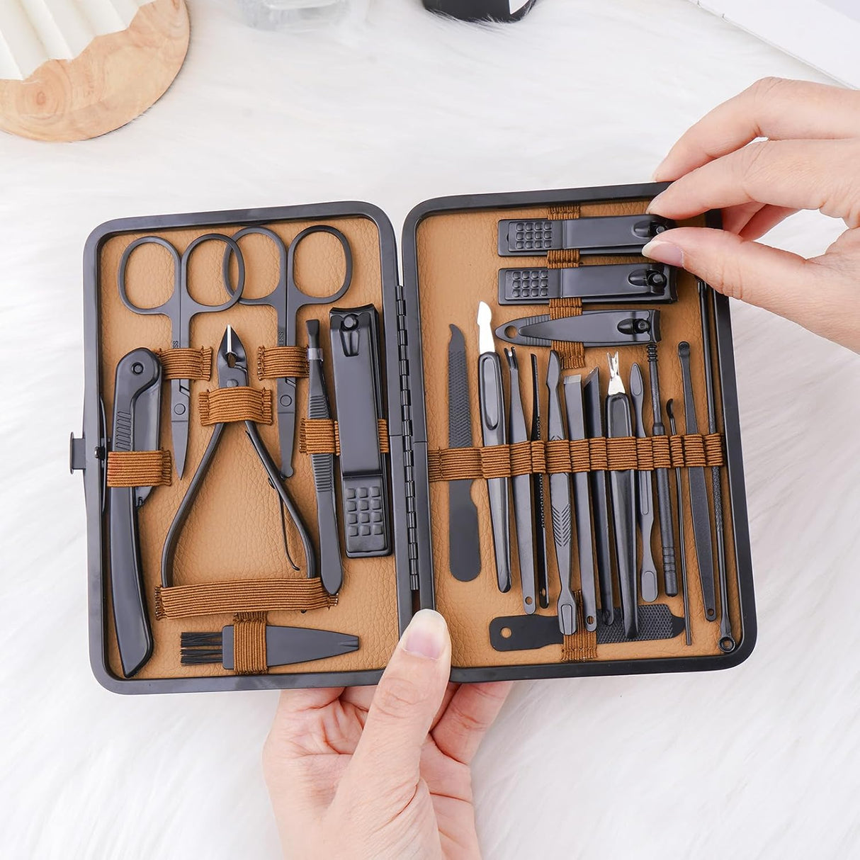 24-in-1 Professional Manicure & Pedicure Kit – Stainless Steel Grooming Set with Portable Case NBHS