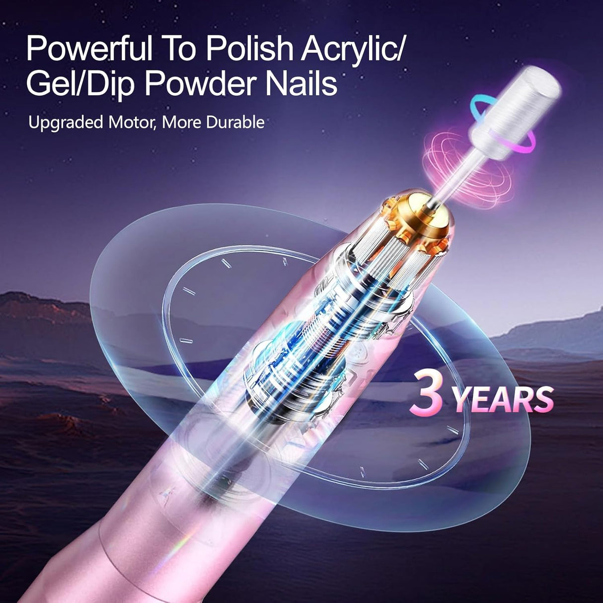 MelodyBetty Electric Nail Drill – Portable USB Nail File Kit with Iridescent Drill Bits NBHS