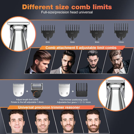 Telfun Beard Trimmer Kit – Cordless Waterproof Grooming & Shaving Set Father's Day