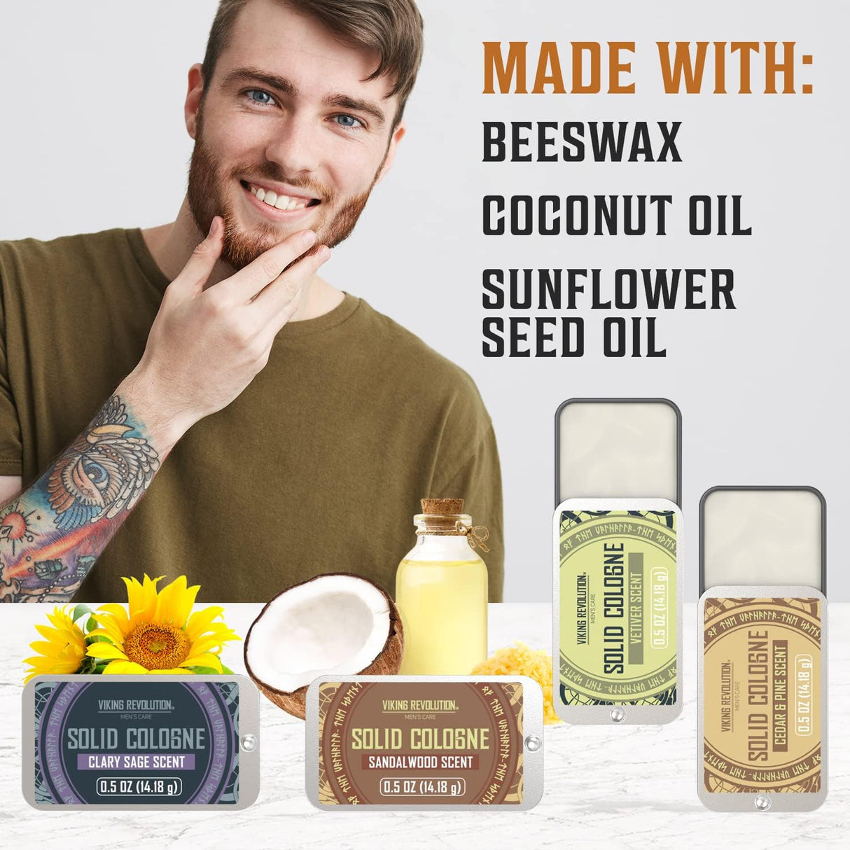 NBHS Solid Cologne 4-Pack – Cedar, Vetiver, Sandalwood Men's Gift Set