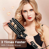 5-in-1 Curling Wand Set – Instant Heat Curling Iron Kit with Digital Display (Black) NBHS
