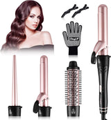 4-in-1 Curling Iron Set with Interchangeable Ceramic Barrels (9–38 mm) NBHS